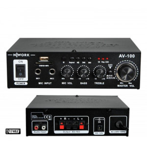 ANFİ 100W USB/SD/MP3 220/12V STEREO BLUETOOTH NWORK AV-100